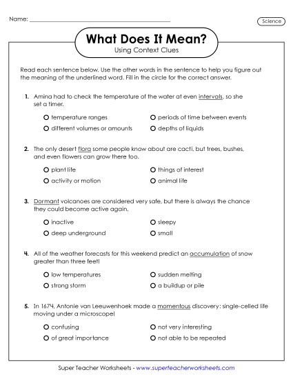 New Science Context Clues Worksheet 1 Worksheet New Science Context Clues Worksheet 1 Worksheet