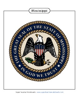 Mississippi State Seal (Full-Color Version) States Individual Worksheet