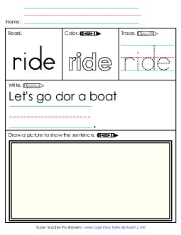 Worksheet 3: Ride Free Sight Words Individual Worksheet