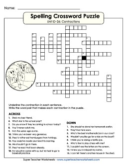 Crossword (D-26) Spelling D Worksheet