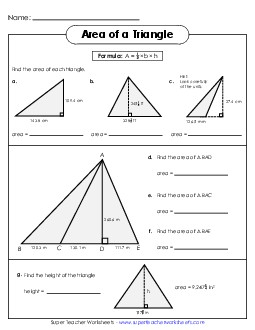 Areas of Triangles Practice (Advanced) Worksheet