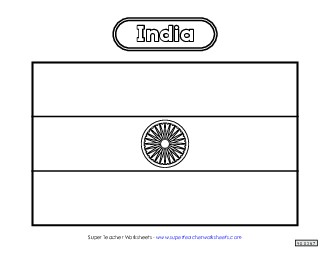 Indian Flag (Black & White) Worksheet