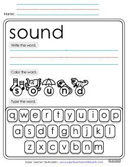 Write, Color, Type: Sound Free Sight Words Individual Worksheet