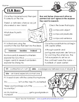 New ELA Buzz: Week 22<br>Worksheets 106 through 110 Worksheet