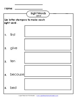 Letter Stampers (Unit 30) Sight Words Worksheet