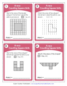 Area: Counting Squares (Harder) Worksheet