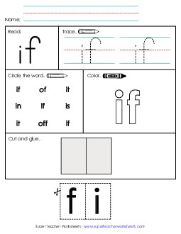 Worksheet 2: If Sight Words Individual Worksheet