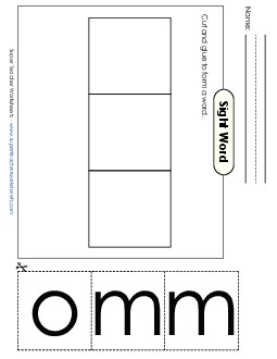 Large Cut-and-Glue: Mom Sight Words Individual Worksheet