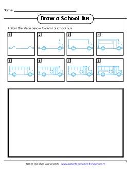 Draw a School Bus Learning To Draw Worksheet