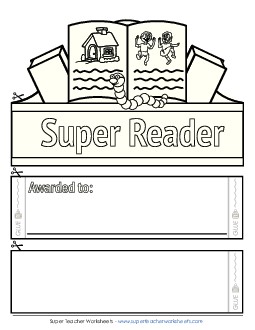 Super Reader (B&W) Awards Worksheet