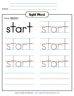 Trace the Word: Start Sight Words Individual Worksheet