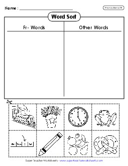 Word Sort (Cut and Glue) Phonics Blends Worksheet