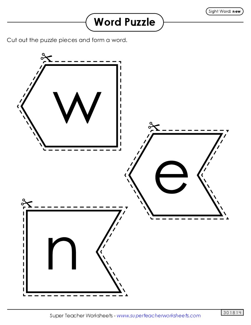 Word Puzzle: New Sight Words Individual Worksheet