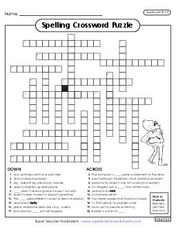 Crossword (E-25) Spelling E Worksheet