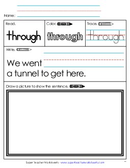 Worksheet 3: Through Sight Words Individual Worksheet