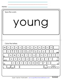 Type the Word: Young Sight Words Individual Worksheet