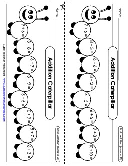 Addition Caterpillar Worksheet