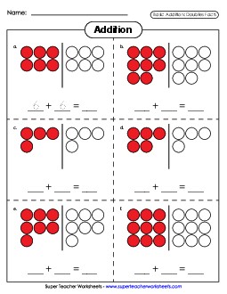 Counters - Doubles Facts Addition Worksheet