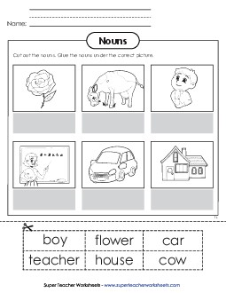 New Noun Cut & Paste (Basic)  Worksheet