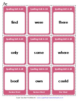 Flashcards (A-24) Spelling A Worksheet