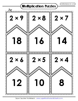 Multiplication Puzzle Match (0s, 1s, 2s) Worksheet