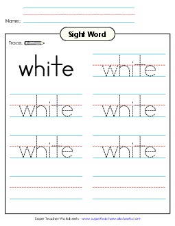 Trace the Word: White Sight Words Individual Worksheet