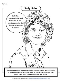 Sally Ride Coloring Page 2nd Grade Science Worksheet