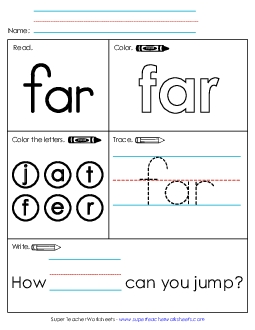 Worksheet 1: Far Free Sight Words Individual Worksheet