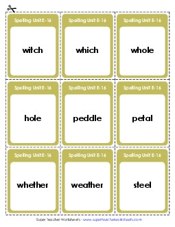 Flashcards (E-16) Spelling E Worksheet