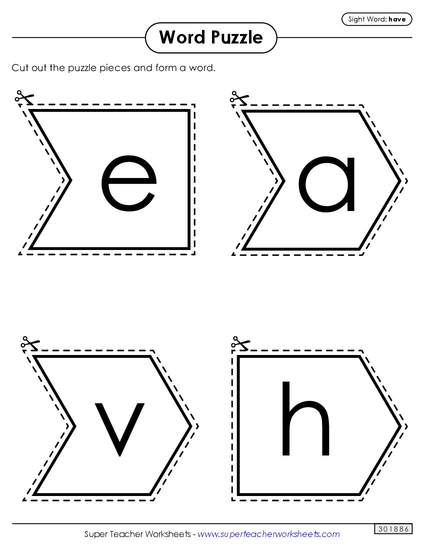 Word Puzzle: Have Sight Words Individual Worksheet