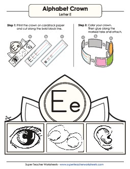 Letter E Hat Alphabet Worksheet