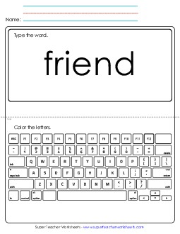 New Type the Word: Friend Worksheet