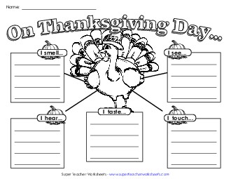 5 Senses Web Thanksgiving Worksheet