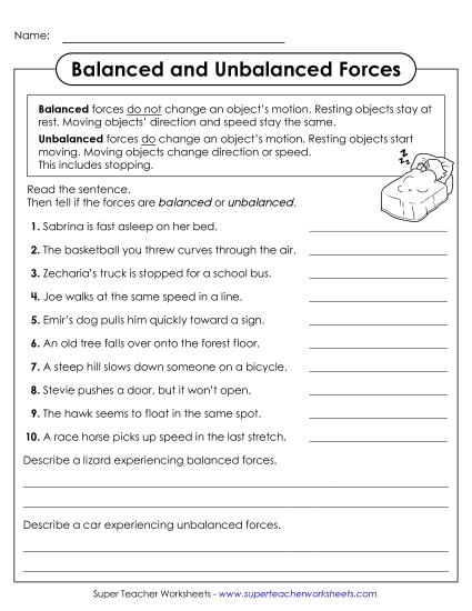 New Balanced & Unbalanced Forces Worksheet New Balanced & Unbalanced Forces Worksheet