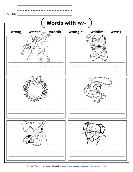 New Words with Wr-: Write the Word Worksheet New Words with Wr-: Write the Word Worksheet