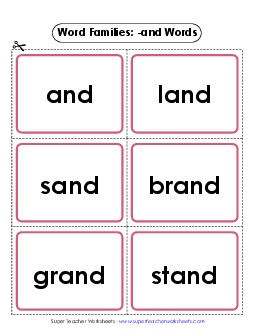 Flashcards (-and) Word Families Worksheet