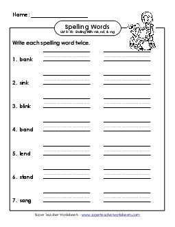 Write Twice (B-18) Spelling B Worksheet