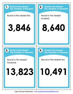 Rounding to the Nearest Ten, Hundred, and Thousand Worksheet