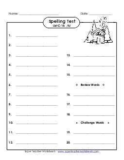 Spelling Test (C-15) Spelling C Worksheet