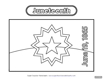 Juneteenth Flag (Black and White) Free Holiday Worksheet