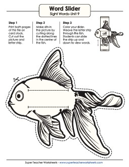 Word Slider (Unit 9) Sight Words Worksheet