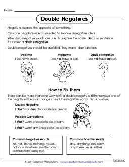 Double Negatives Anchor Chart Worksheet