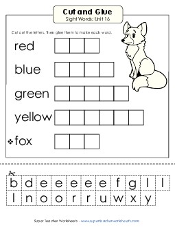 Cut-and-Glue (Unit 16) Sight Words Worksheet