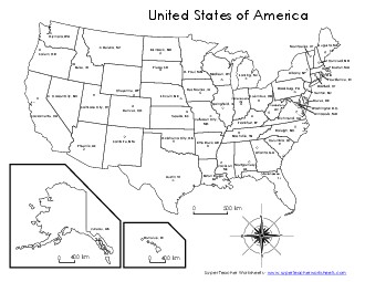 Map of United States Capitals 4th Grade Social Studies Worksheet