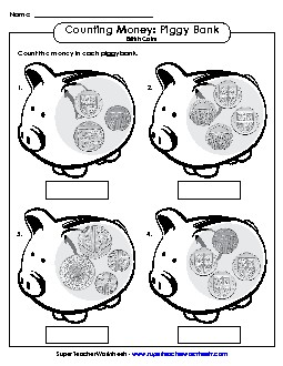 Piggy Banks (British) Money Uk Worksheet