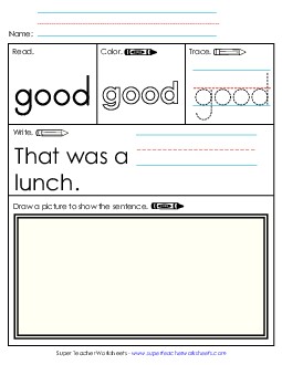 Worksheet 3: Good Sight Words Individual Worksheet