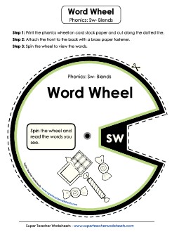 Word Wheel (Sw- Words) Phonics Blends Worksheet