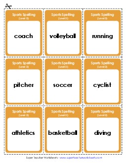 Flashcards (Sports) Spelling D Worksheet