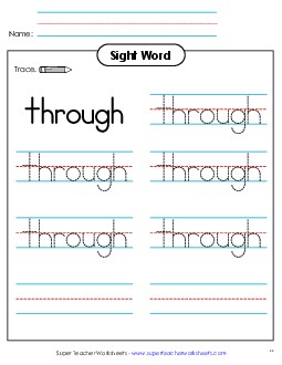 Trace the Word: Through Sight Words Individual Worksheet