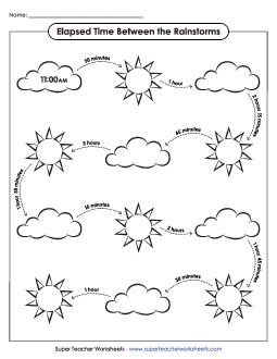 Elapsed Time Between the Rainstorms Worksheet